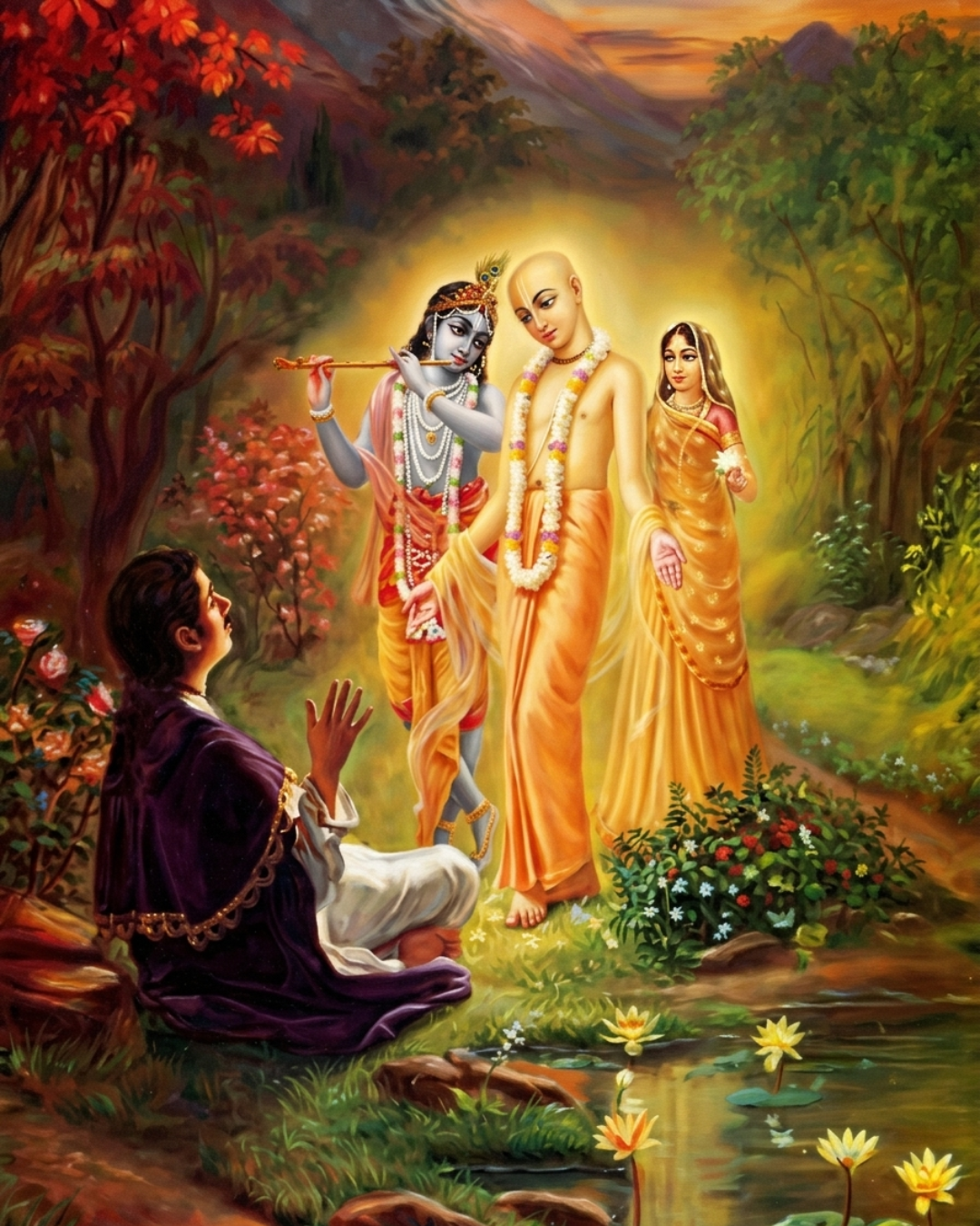 Lord Chaitanya Displays His Form as Radharani and Krishna Combined to Ramananda Raya