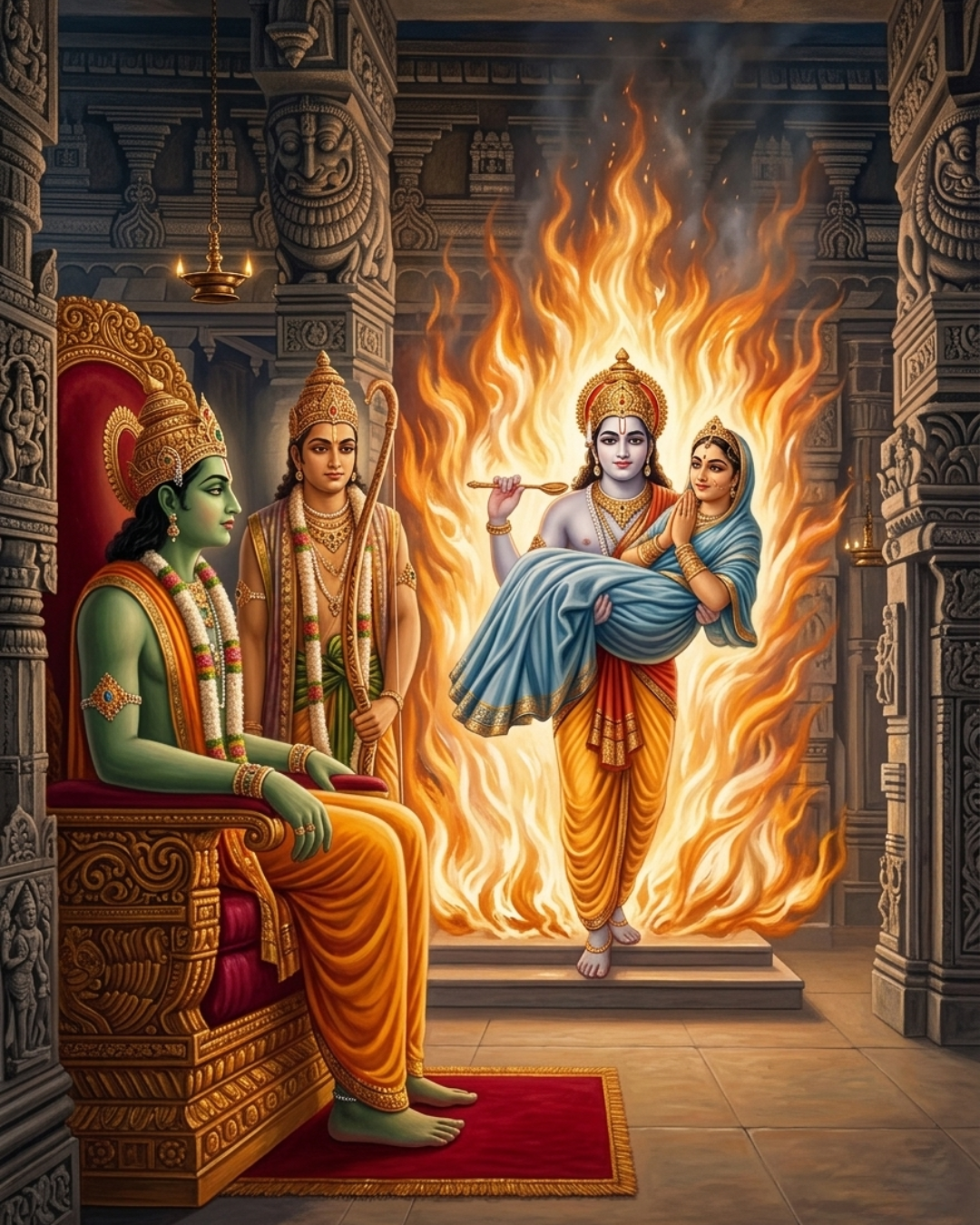 Agnideva carries Sita to Lord Rama