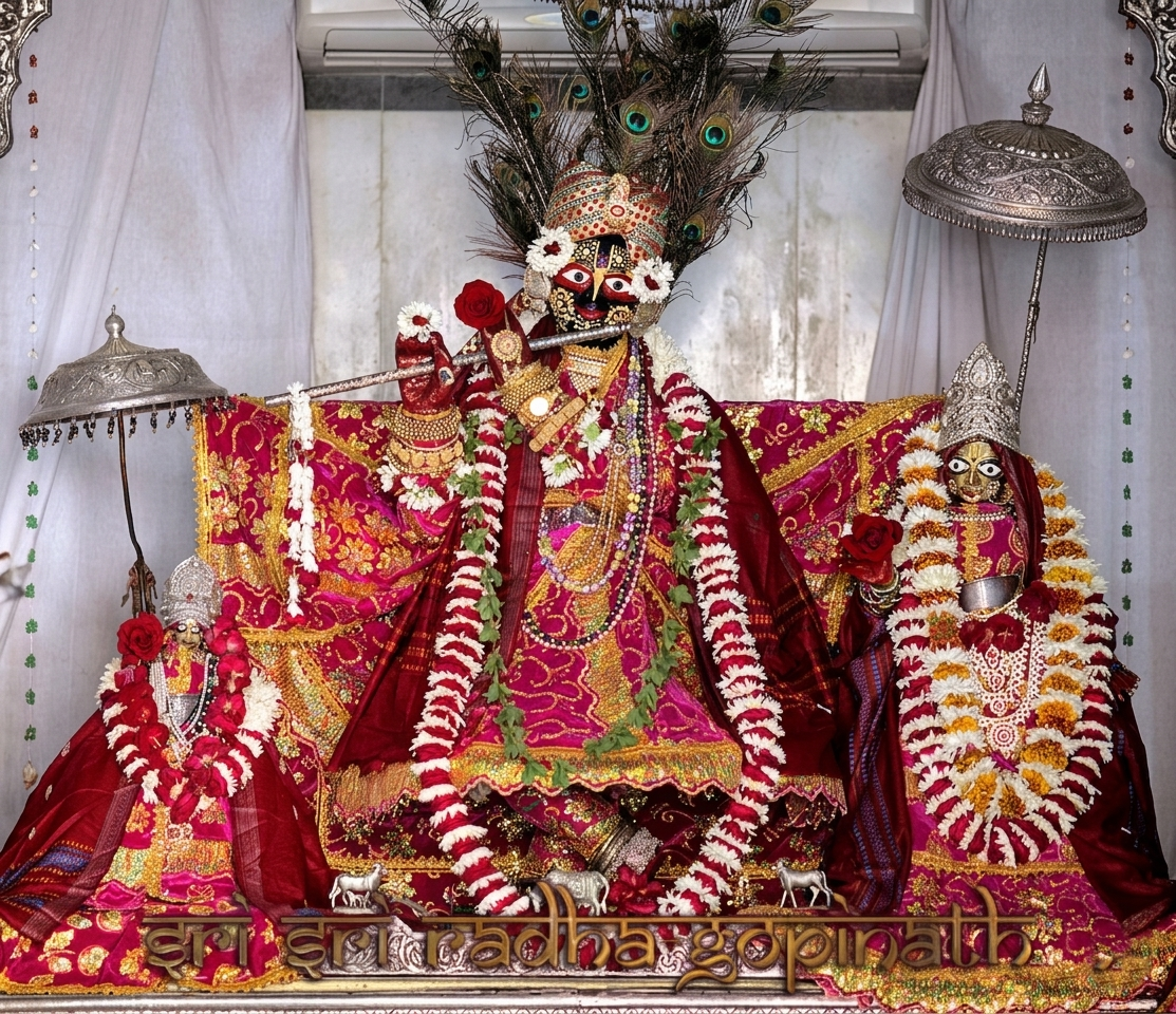 Sri Sri Radha-Gopinatha — the presiding Deities of the ancient Gopinatha temple in Vrndavana served by Madhu Pandita Gosvami